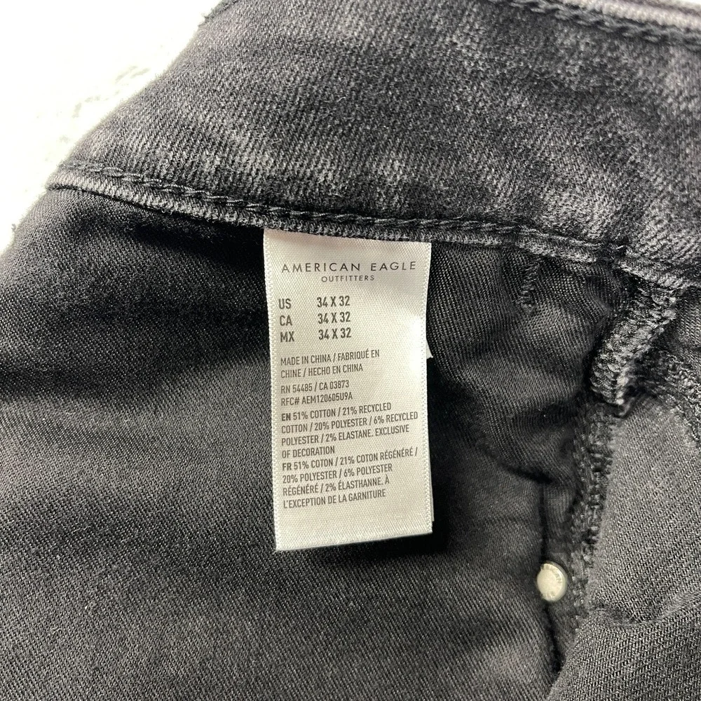 American Eagle Jeans Mens 34x32 Black Denim‎ Athletic Fit Airflex+ Skinny Leg